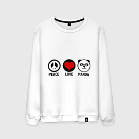 Мужской свитшот хлопок с принтом Peace, love, panda (мир любовь панда) в городе Новоалтайск, 100% хлопок |  | Тематика изображения на принте: love | panda | peace | любовь | мир