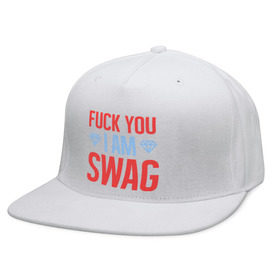 Кепка снепбек с прямым козырьком с принтом Fuck You i am Swag в городе Новоалтайск, хлопок 100% |  | swag | swag style | одежда сваг | сваг | сваг стиль | свег | свог | свэг
