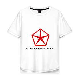 Мужская футболка хлопок Oversize с принтом Chrysler вертикальный в городе Новоалтайск, 100% хлопок | свободный крой, круглый ворот, “спинка” длиннее передней части | chrysler | автомобиль chrysler | автомобиль краислер | краислер | логотип chrysler | логотип краислер