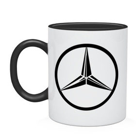 Кружка двухцветная с принтом Mercedes-Benz logo в городе Новоалтайск, керамика | объем — 330 мл, диаметр — 80 мм. Цветная ручка и кайма сверху, в некоторых цветах — вся внутренняя часть | Тематика изображения на принте: mercedes | mercedes benz | логотип mercedes | логотип mercedes benz | логотип мерседерс бенс | мерен | мерседерс | мерседерс бенс