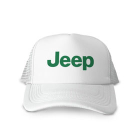 Кепка тракер с сеткой с принтом Logo Jeep в городе Новоалтайск, трикотажное полотно; задняя часть — сетка | длинный козырек, универсальный размер, пластиковая застежка | jeep | автомобиль jeep | автомобиль джип | джип | логотип jeep | логотип джип