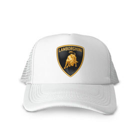 Кепка тракер с сеткой с принтом Lamborghini logo в городе Новоалтайск, трикотажное полотно; задняя часть — сетка | длинный козырек, универсальный размер, пластиковая застежка | Тематика изображения на принте: lamborghini | автомобиль lamborghini | ламборджини | ламборджини автомобиль | логотип lamborghini | логотип ламборджини