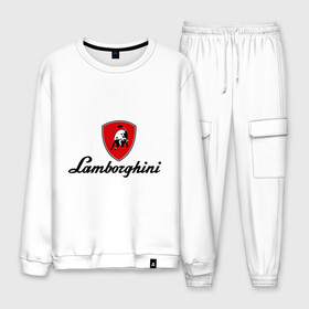 Мужской костюм хлопок с принтом Logo lamborghini в городе Новоалтайск, 100% хлопок | на свитшоте круглая горловина, мягкая резинка по низу. Брюки заужены к низу, на них два вида карманов: два “обычных” по бокам и два объемных, с клапанами, расположенные ниже линии бедра. Брюки с мягкой трикотажной резинкой на поясе и по низу штанин. В поясе для дополнительного комфорта — широкие завязки | lamborghini | автомобиль lamborghini | ламборджини | ламборджини автомобиль | логотип lamborghini | логотип ламборджини