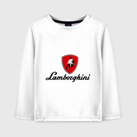 Детский лонгслив хлопок с принтом Logo lamborghini в городе Новоалтайск, 100% хлопок | круглый вырез горловины, полуприлегающий силуэт, длина до линии бедер | lamborghini | автомобиль lamborghini | ламборджини | ламборджини автомобиль | логотип lamborghini | логотип ламборджини