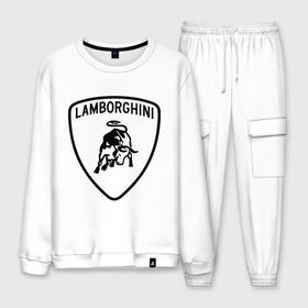 Мужской костюм хлопок с принтом Lamborghini лого в городе Новоалтайск, 100% хлопок | на свитшоте круглая горловина, мягкая резинка по низу. Брюки заужены к низу, на них два вида карманов: два “обычных” по бокам и два объемных, с клапанами, расположенные ниже линии бедра. Брюки с мягкой трикотажной резинкой на поясе и по низу штанин. В поясе для дополнительного комфорта — широкие завязки | lamborghini | автомобиль lamborghini | ламборджини | ламборджини автомобиль | логотип lamborghini | логотип ламборджини