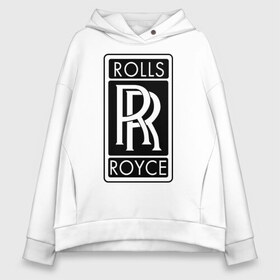Женское худи Oversize хлопок с принтом Rolls-Royce в городе Новоалтайск, френч-терри — 70% хлопок, 30% полиэстер. Мягкий теплый начес внутри —100% хлопок | боковые карманы, эластичные манжеты и нижняя кромка, капюшон на магнитной кнопке | rolls royce | rr | автобренды | автолюбителям | бренд | логотип | ролл ройс | ролс ройс