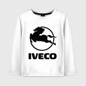 Детский лонгслив хлопок с принтом Iveco в городе Новоалтайск, 100% хлопок | круглый вырез горловины, полуприлегающий силуэт, длина до линии бедер | iveco | автобренды | автолюбителям | бренд | ивеко | логотип