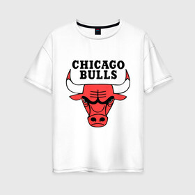 Женская футболка хлопок Oversize с принтом Chicago bulls logo в городе Новоалтайск, 100% хлопок | свободный крой, круглый ворот, спущенный рукав, длина до линии бедер
 | chicago bulls | newtop | swag | swag style | toplanding | одежда сваг | сваг | сваг стиль | свег | свог | свэг | чикаго булз