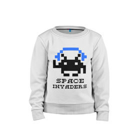 Детский свитшот хлопок с принтом Космический захватчик (space invaders) в городе Новоалтайск, 100% хлопок | круглый вырез горловины, эластичные манжеты, пояс и воротник | space invaders | космический захватчик