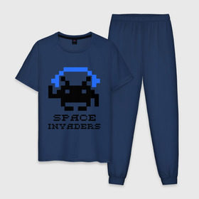 Мужская пижама хлопок с принтом Космический захватчик (space invaders) в городе Новоалтайск, 100% хлопок | брюки и футболка прямого кроя, без карманов, на брюках мягкая резинка на поясе и по низу штанин
 | space invaders | космический захватчик