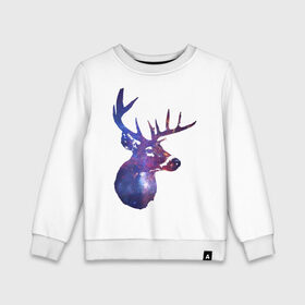 Детский свитшот хлопок с принтом Galaxy deer в городе Новоалтайск, 100% хлопок | круглый вырез горловины, эластичные манжеты, пояс и воротник | Тематика изображения на принте: 
