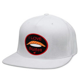 Кепка снепбек с прямым козырьком с принтом Love Sushi в городе Новоалтайск, хлопок 100% |  | i love sushi | love sushi | sushi | суши