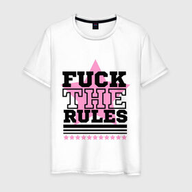 Мужская футболка хлопок с принтом Fuck the rules в городе Новоалтайск, 100% хлопок | прямой крой, круглый вырез горловины, длина до линии бедер, слегка спущенное плечо. | Тематика изображения на принте: swag | swag style | одежда сваг | сваг | сваг стиль | свег | свог | свэг