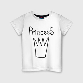 Детская футболка хлопок с принтом PrincesS picture в городе Новоалтайск, 100% хлопок | круглый вырез горловины, полуприлегающий силуэт, длина до линии бедер | princess | девушкам | для девушек | корона | подарок девушке