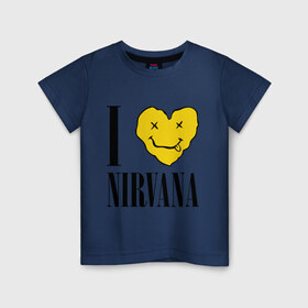 Детская футболка хлопок с принтом I love Nirvana в городе Новоалтайск, 100% хлопок | круглый вырез горловины, полуприлегающий силуэт, длина до линии бедер | Тематика изображения на принте: i love nirvana | nirvana | нирвана | я люблю нирвану