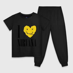 Детская пижама хлопок с принтом I love Nirvana в городе Новоалтайск, 100% хлопок |  брюки и футболка прямого кроя, без карманов, на брюках мягкая резинка на поясе и по низу штанин
 | i love nirvana | nirvana | нирвана | я люблю нирвану