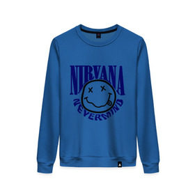 Женский свитшот хлопок с принтом Nevermind Nirvana в городе Новоалтайск, 100% хлопок | прямой крой, круглый вырез, на манжетах и по низу широкая трикотажная резинка  | Тематика изображения на принте: kurt kobain | nirvana | курт кобейн | музыкальные группы | нирвана | рок группы