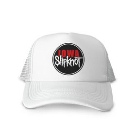 Кепка тракер с сеткой с принтом Slipknot iowa logo в городе Новоалтайск, трикотажное полотно; задняя часть — сетка | длинный козырек, универсальный размер, пластиковая застежка | metall | punk | rock | slipknot | метал | металл | нью метал | панк | панк рок | рок | слипкнот