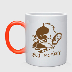 Кружка хамелеон с принтом Evil monkey (злая обезьяна) в городе Новоалтайск, керамика | меняет цвет при нагревании, емкость 330 мл | monkey | животные | мартышка | обезьяна