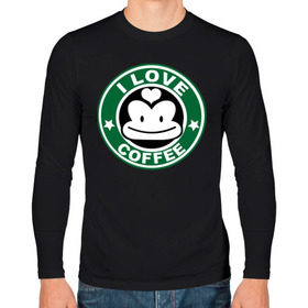 Мужской лонгслив хлопок с принтом I love coffee (я люблю кофе) в городе Новоалтайск, 100% хлопок |  | 