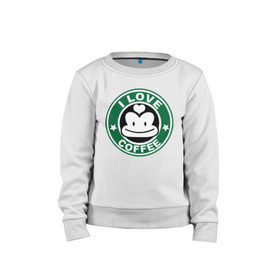 Детский свитшот хлопок с принтом I love coffee (я люблю кофе) в городе Новоалтайск, 100% хлопок | круглый вырез горловины, эластичные манжеты, пояс и воротник | 