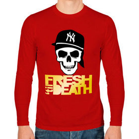 Мужской лонгслив хлопок с принтом Fresh  `til Death в городе Новоалтайск, 100% хлопок |  | new york yankees | swag | сваг | свог | свэг | череп