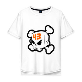 Мужская футболка хлопок Oversize с принтом Ken Block Skull в городе Новоалтайск, 100% хлопок | свободный крой, круглый ворот, “спинка” длиннее передней части | Тематика изображения на принте: антибренд | кости | череп