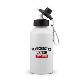 Бутылка спортивная с принтом FC Manchester United Est. 1878 в городе Новоалтайск, металл | емкость — 500 мл, в комплекте две пластиковые крышки и карабин для крепления | fc manchester united | manchester united | манчестер юнайтед