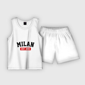 Детская пижама с шортами хлопок с принтом FC Milan Est. 1899 в городе Новоалтайск,  |  | fc milan | fc милан | milan | милан | фк милан