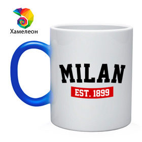 Кружка хамелеон с принтом FC Milan Est. 1899 в городе Новоалтайск, керамика | меняет цвет при нагревании, емкость 330 мл | Тематика изображения на принте: fc milan | fc милан | milan | милан | фк милан