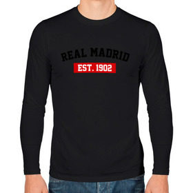 Мужской лонгслив хлопок с принтом FC Real Madrid Est. 1902 в городе Новоалтайск, 100% хлопок |  | fc real madrid | fc real madrid est 1902 | real madrid | реал мадрид | фк реал мадрид