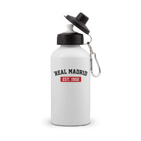 Бутылка спортивная с принтом FC Real Madrid Est. 1902 в городе Новоалтайск, металл | емкость — 500 мл, в комплекте две пластиковые крышки и карабин для крепления | fc real madrid | fc real madrid est 1902 | real madrid | реал мадрид | фк реал мадрид