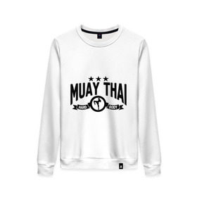 Женский свитшот хлопок с принтом Muay thai boxing (Тайский бокс) в городе Новоалтайск, 100% хлопок | прямой крой, круглый вырез, на манжетах и по низу широкая трикотажная резинка  | муай тай
