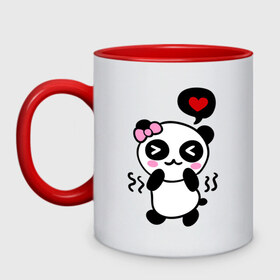 Кружка двухцветная с принтом Panda girl в городе Новоалтайск, керамика | объем — 330 мл, диаметр — 80 мм. Цветная ручка и кайма сверху, в некоторых цветах — вся внутренняя часть | панда