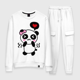 Женский костюм хлопок с принтом Panda girl в городе Новоалтайск, 100% хлопок | на свитшоте круглая горловина, мягкая резинка по низу. Брюки заужены к низу, на них два вида карманов: два 