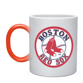 Кружка хамелеон с принтом Boston Red Sox в городе Новоалтайск, керамика | меняет цвет при нагревании, емкость 330 мл | baseball | boston red sox | бейсбол | бостон | красные носки | ред сокс | спорт