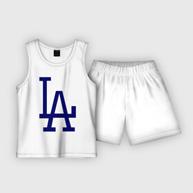 Детская пижама с шортами хлопок с принтом Los Angeles Dodgers logo в городе Новоалтайск,  |  | Тематика изображения на принте: baseball | la | los angeles dodgers | бейсбол | лос анджелес доджерс | спорт