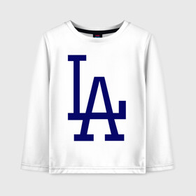 Детский лонгслив хлопок с принтом Los Angeles Dodgers logo в городе Новоалтайск, 100% хлопок | круглый вырез горловины, полуприлегающий силуэт, длина до линии бедер | baseball | la | los angeles dodgers | бейсбол | лос анджелес доджерс | спорт