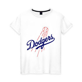 Женская футболка хлопок с принтом Los Angeles Dodgers logotype в городе Новоалтайск, 100% хлопок | прямой крой, круглый вырез горловины, длина до линии бедер, слегка спущенное плечо | baseball | los angeles dodgers | бейсбол | лос анджелес доджерс | спорт