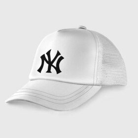 Детская кепка тракер с принтом New York Yankees в городе Новоалтайск, Козырек - 100% хлопок. Кепка - 100% полиэстер, Задняя часть - сетка | универсальный размер, пластиковая застёжка | baseball | new york yankees | бейсбол | нью йорк янкиз | спорт | янки