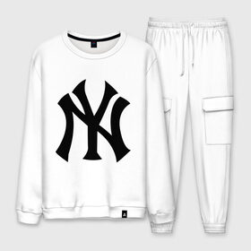Мужской костюм хлопок с принтом New York Yankees в городе Новоалтайск, 100% хлопок | на свитшоте круглая горловина, мягкая резинка по низу. Брюки заужены к низу, на них два вида карманов: два “обычных” по бокам и два объемных, с клапанами, расположенные ниже линии бедра. Брюки с мягкой трикотажной резинкой на поясе и по низу штанин. В поясе для дополнительного комфорта — широкие завязки | baseball | new york yankees | бейсбол | нью йорк янкиз | спорт | янки