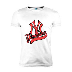 Мужская футболка премиум с принтом New York Yankees logo в городе Новоалтайск, 92% хлопок, 8% лайкра | приталенный силуэт, круглый вырез ворота, длина до линии бедра, короткий рукав | baseball | new york yankees | бейсбол | нью йорк янкиз | спорт | янки