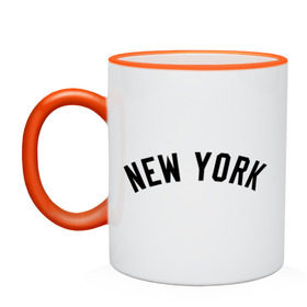 Кружка двухцветная с принтом New York Yankees logotype в городе Новоалтайск, керамика | объем — 330 мл, диаметр — 80 мм. Цветная ручка и кайма сверху, в некоторых цветах — вся внутренняя часть | baseball | new york yankees | бейсбол | нью йорк янкиз | спорт | янки