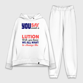 Женский костюм хлопок Oversize с принтом The Beatles Revolution в городе Новоалтайск,  |  | beatles | beatles revolution | the beatles | the beatles revolution