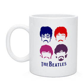 Кружка с принтом The Beatles faces в городе Новоалтайск, керамика | объем — 330 мл, диаметр — 80 мм. Принт наносится на бока кружки, можно сделать два разных изображения | Тематика изображения на принте: beatles | the beatles | the beatles faces | бителс