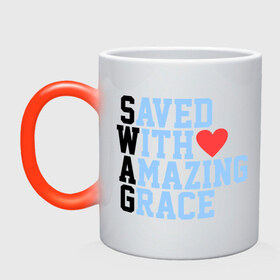 Кружка хамелеон с принтом Swag Love в городе Новоалтайск, керамика | меняет цвет при нагревании, емкость 330 мл | Тематика изображения на принте: save with amazing | swag | сваг | свег