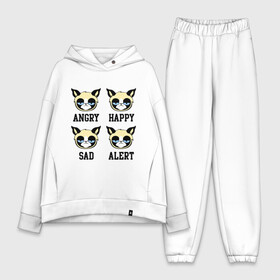 Женский костюм хлопок Oversize с принтом Mood Cat в городе Новоалтайск,  |  | alert | angry | happy | mood cat | sad