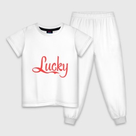 Детская пижама хлопок с принтом Lucky logo в городе Новоалтайск, 100% хлопок |  брюки и футболка прямого кроя, без карманов, на брюках мягкая резинка на поясе и по низу штанин
 | lucky | счастливчик | удача