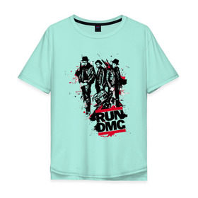 Мужская футболка хлопок Oversize с принтом Run-DMC в городе Новоалтайск, 100% хлопок | свободный крой, круглый ворот, “спинка” длиннее передней части | Тематика изображения на принте: run dmc