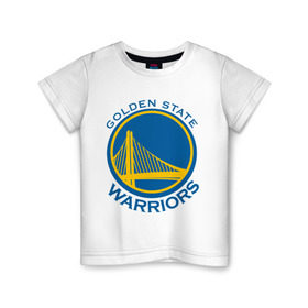 Детская футболка хлопок с принтом Golden state Warriors в городе Новоалтайск, 100% хлопок | круглый вырез горловины, полуприлегающий силуэт, длина до линии бедер | basketball | golden state warriors | nba | баскетболл | лого баскетбольных клубов | нба